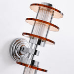 Załaduj obraz do przeglądarki galerii, Vertical Bauhaus wall lamp amber acrylic and chrome square detail