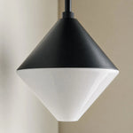 Cargar imagen en el visor de la Galería, close detail of black cone shade and white diffuser