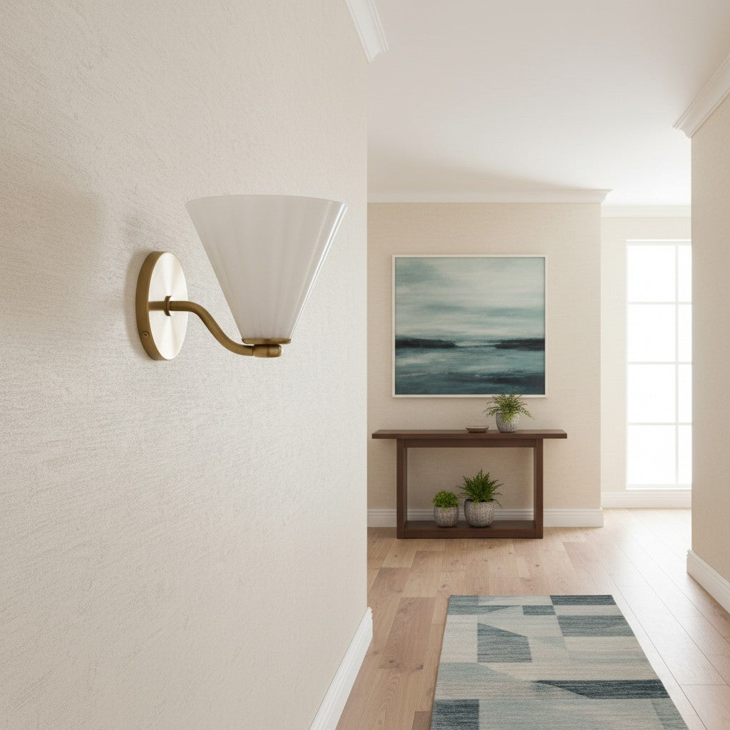 Applique da Parete Mivie in Vetro Latte Ondulato Moderna - Profilo Compatto per Camere da Letto e Corridoi