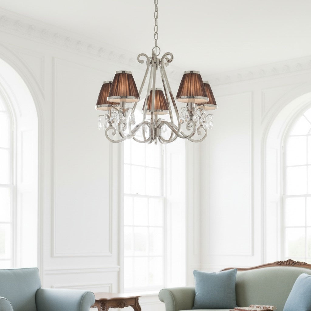 Talonis Mehrfach-Leuchten Stoff Kronleuchter - Elegante Metall gebogene Arme für Esszimmer und Wohnzimmer