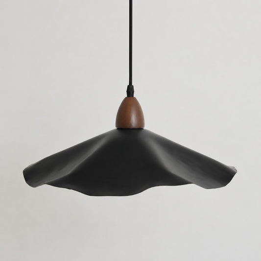 Vintage Wavy Pendant Light with Aged Metal Shade