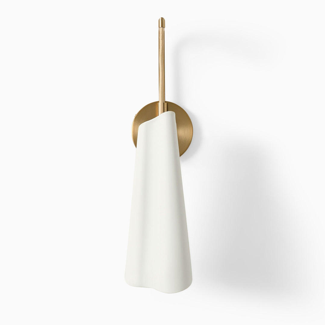 Orovia Sleek Wall Sconce – Ceramic Glass & Metal Champagne Brass