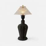 Cargar imagen en el visor de la Galería, Wabi-sabi table lamp with ribbed glass shade