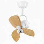 Load image into Gallery viewer, Fixed compact fan in white with light wood grain blades