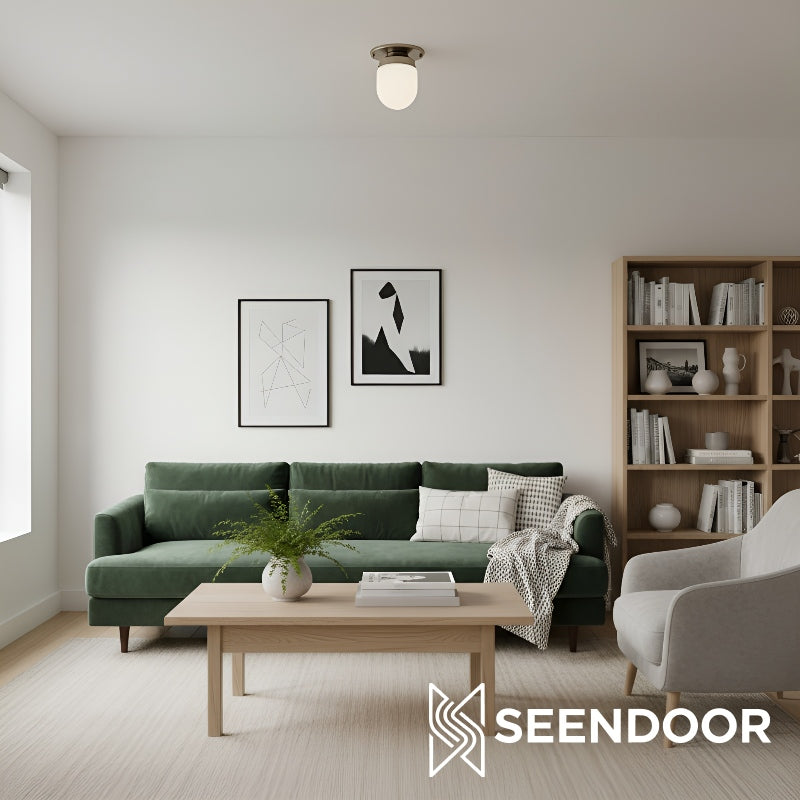 Opalume White Opal Glass Bulb-Globe Flush-Mount Ceiling Light for Entry & Living Room