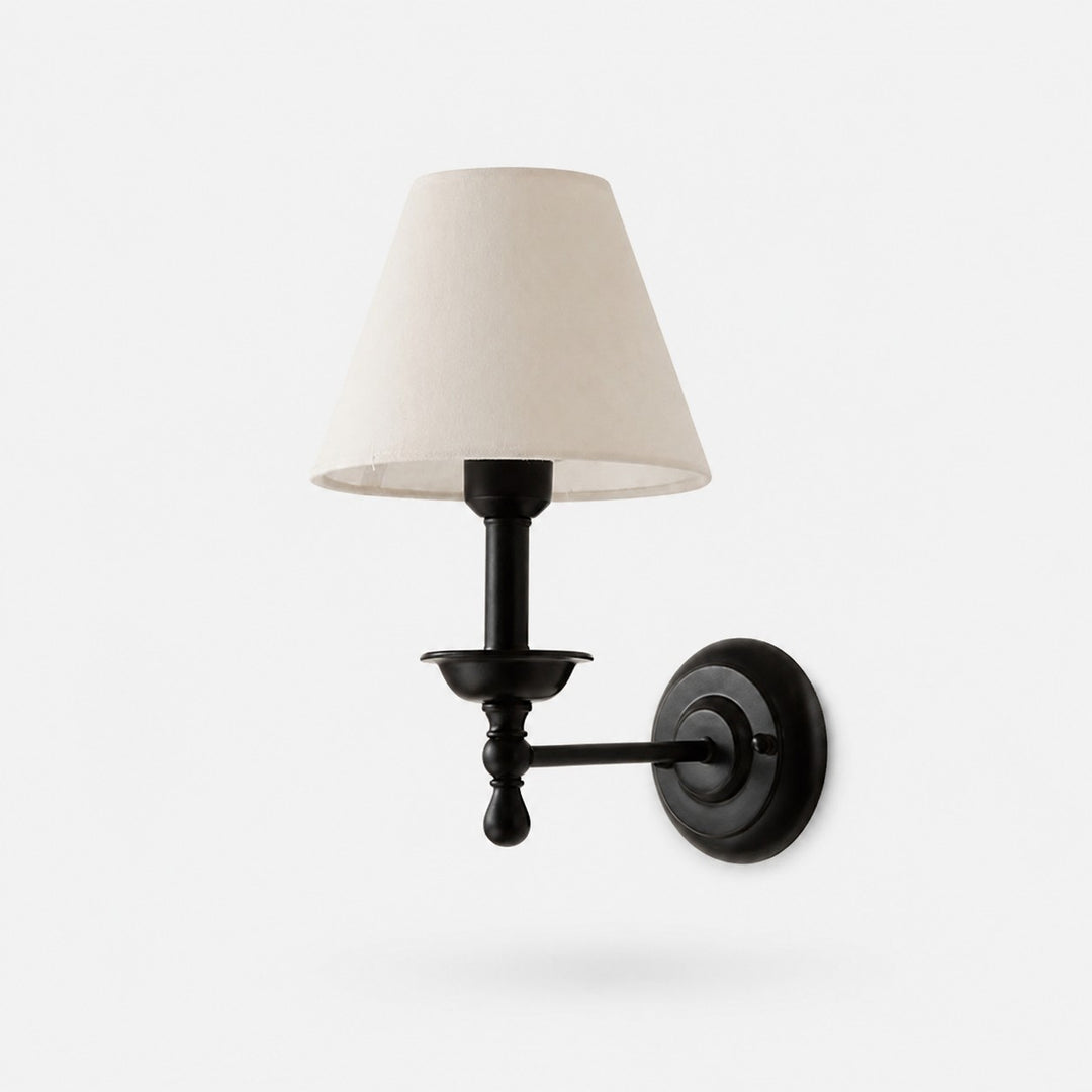 Vintage wandlamp met stoffen kap