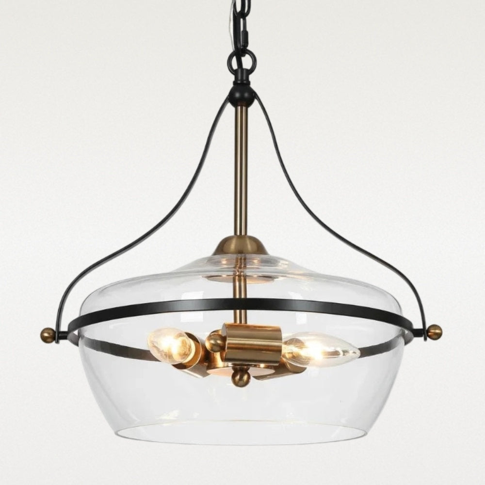 Eira Mid-Century Modern 3-lichts glazen hanglamp met komvormige kap