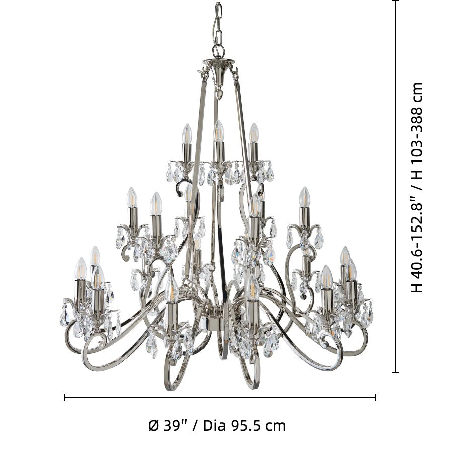 Talonis Kristall-Kronleuchter - Traditioneller Kerzenstil aus Messing und Nickel für Wohnzimmer und Esszimmer