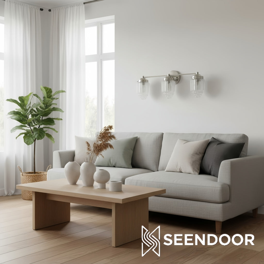 Tierlux glazen kaptafelverlichting - Art deco badkamerarmatuur met wolkenkrabberlampenkappen