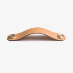 Afbeelding laden in galerijweergave, Cowhide leather and brass cabinet pull handle color and size option