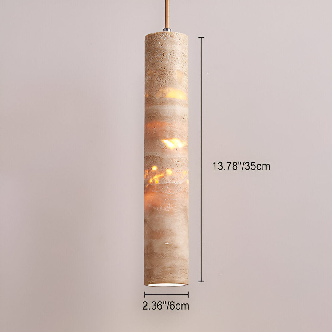 Lámpara Colgante Tubo de Travertino Crema