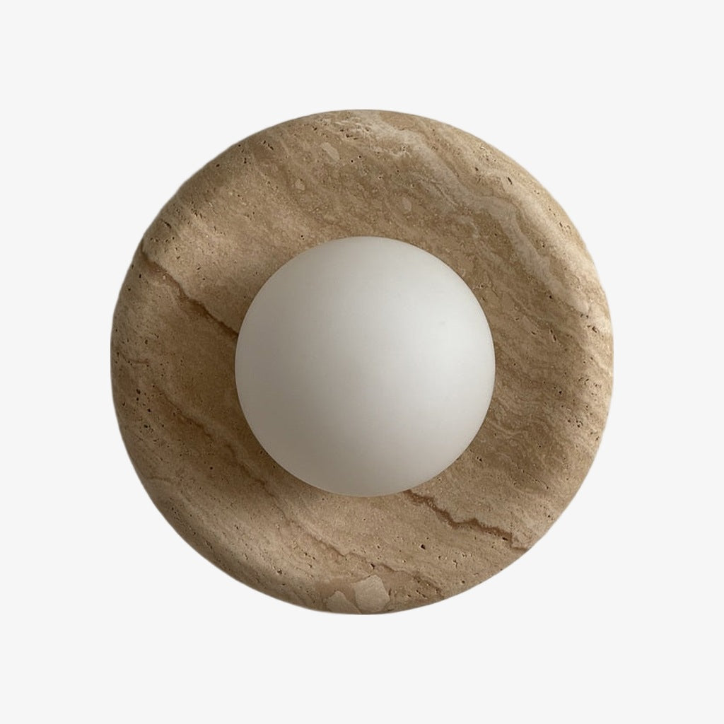 Oria Travertin Stein-Wandleuchte – Minimalistische Skulpturale Wandleuchte für Wohnzimmer Schlafzimmer