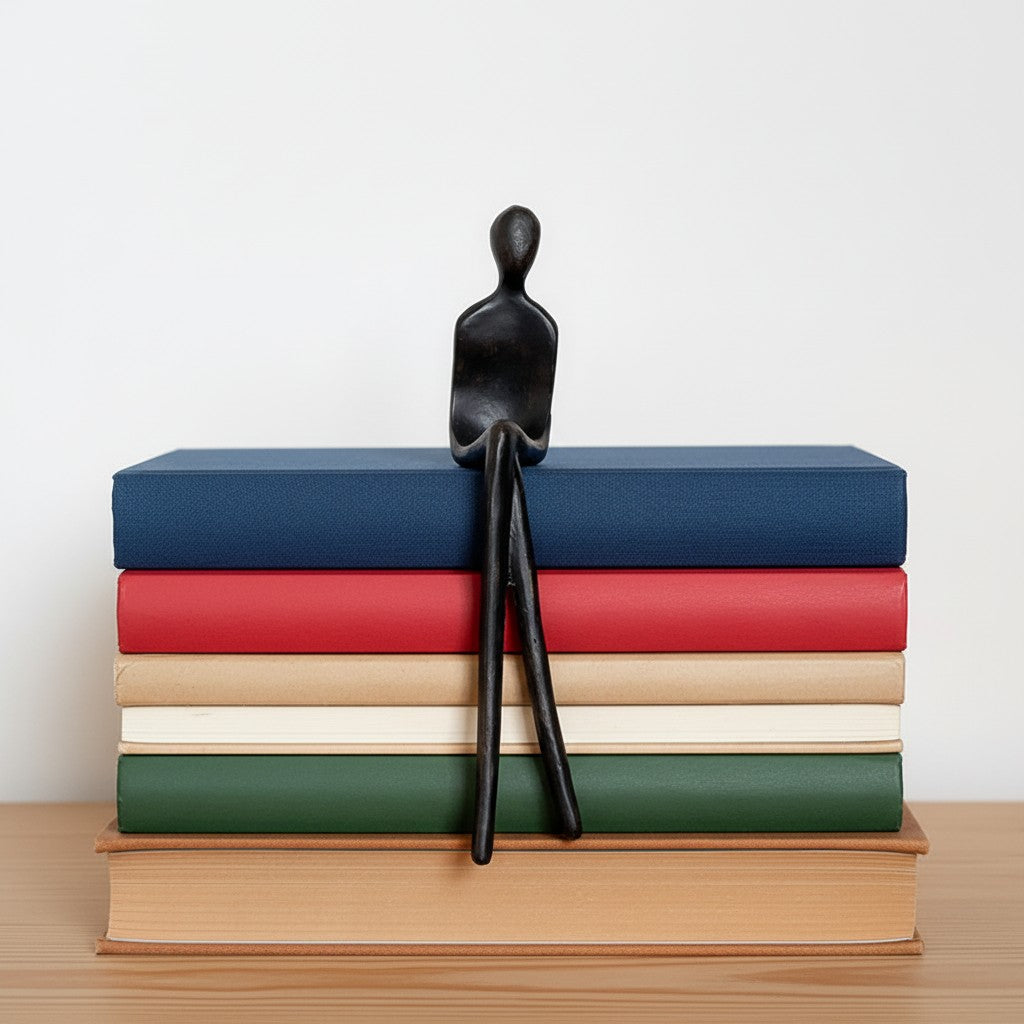 Floxo Lazy Dog and Abstract Nordic Human Figurine Minimalist Sculpture for Modern Shelves and Desks
