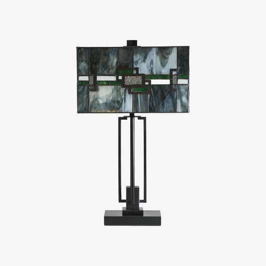 Lámpara de Mesa Rectangular de Vidrio Templado Culletto – Estilo Artesanal para Dormitorios y Pasillos