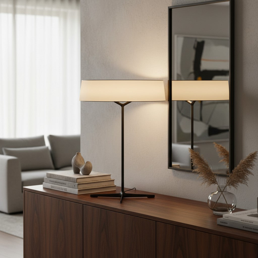 Delvara Moderne Dekorative Tischlampe – Metallfuß Schreibtischlampe mit Pergament-Schirm für Nachttisch