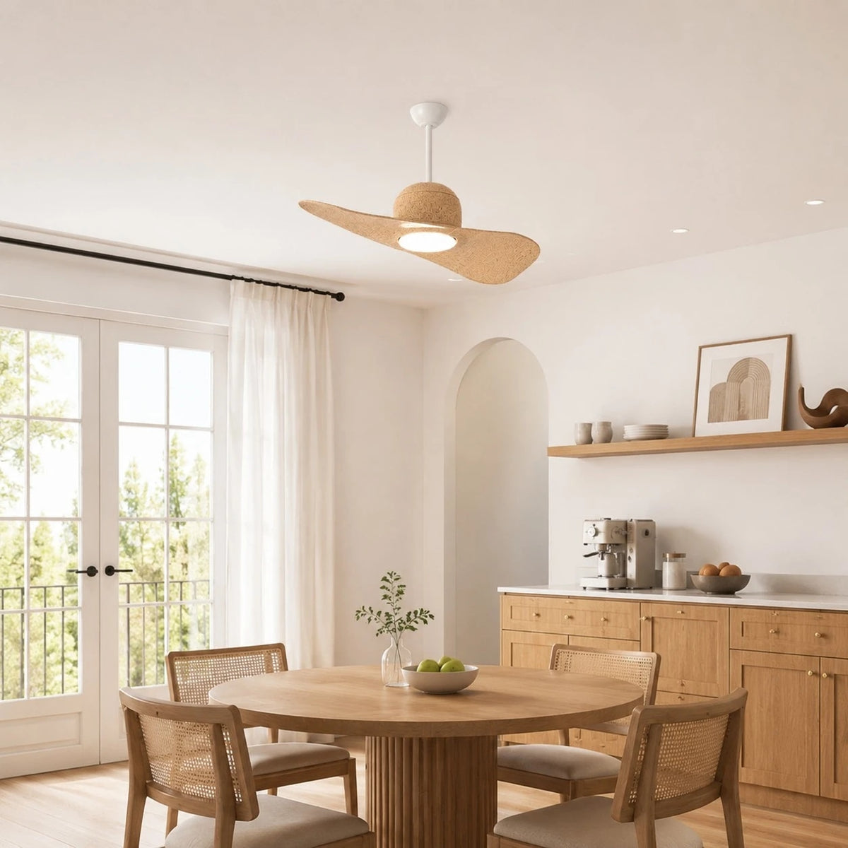 Designer Hat Two-Blade Ceiling Fan Light scene image