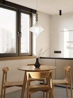 Load image into Gallery viewer, Art Deco Astris Elara Star Pendant Light – Frosted Glass Pendant with Geometric Style
