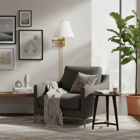 Arcuma Rotating Arm Wall Lamp – Retro Metal and Fabric for Bedrooms and Reading Corners