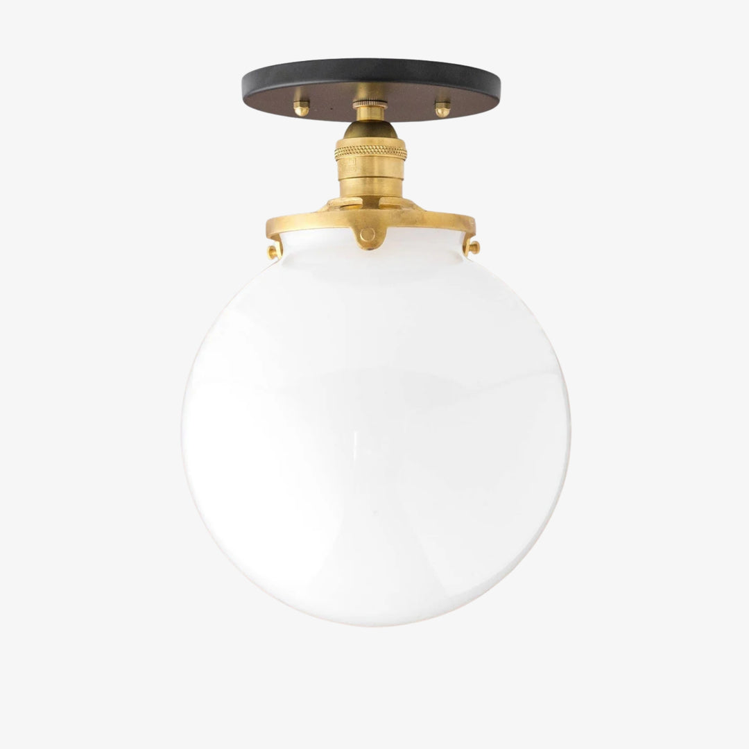 Glorica White Opal Sphere Modern Semi-Flush Light for Bedroom & Entryway