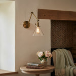 Load image into Gallery viewer, Conique Metal Industrial Wall Sconce with Adjustable Arm - Vintage Glass Cone Shade
