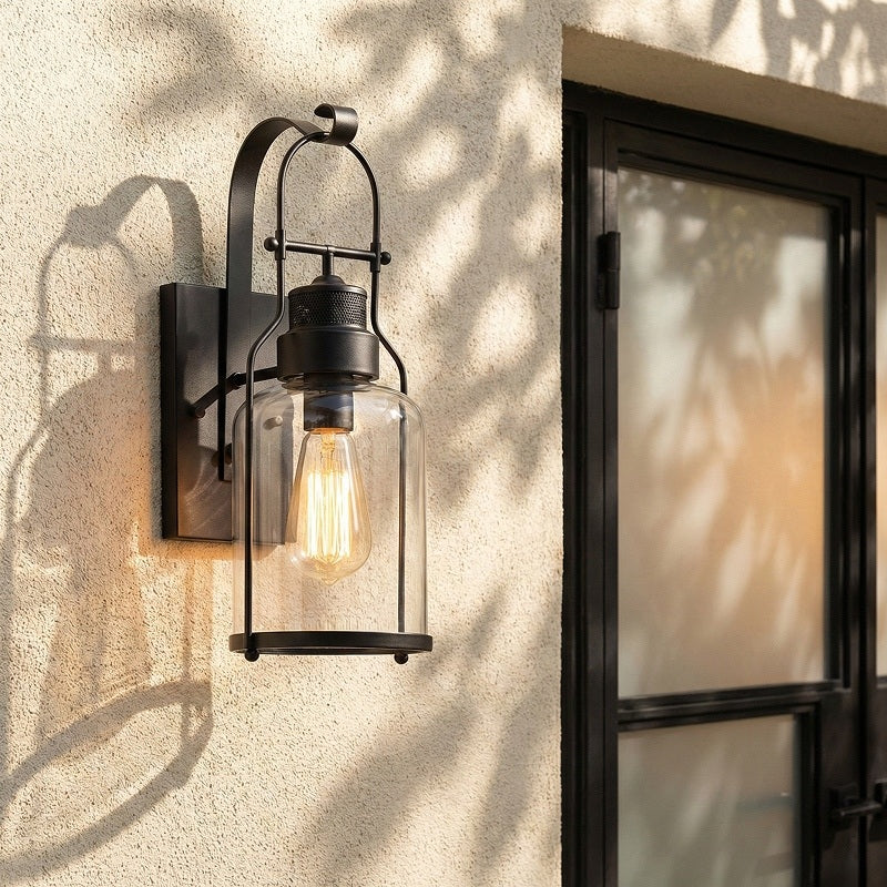 Applique Industriale Ivoran per Parete a Cilindro - Design con Paralume in Vetro, Illuminazione Moderna da Parete U12