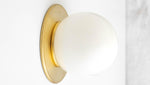Load image into Gallery viewer, Glorica Glass Solid Brass Vanity Sconce - Compact Flush Mount Globe Light
