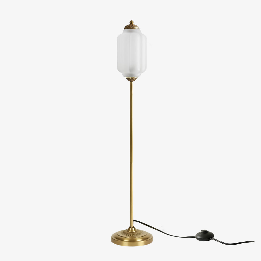Eloise Strukturierte Glas-Kürbis-inspirierte Stehlampe - Organische Kunstfertigkeit und Retro-Stil für Wohnzimmer
