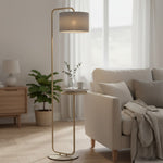 Afbeelding laden in galerijweergave, Lirra multifunctionele vloerlamp met tafelbladontwerp – stijlvolle staande lamp voor woonruimtes