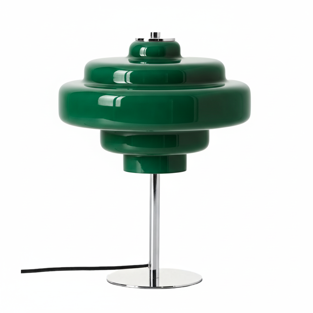 Koloro Glass Table Lamp - Retro Tiered Design with Chrome Base