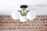 Load image into Gallery viewer, Glorica Glass Globe Light - Mid Century Semi Flush Ceiling Lamp
