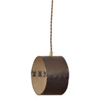 Cargar imagen en el visor de la Galería, Coffee Brown large leather cylinder pendant light