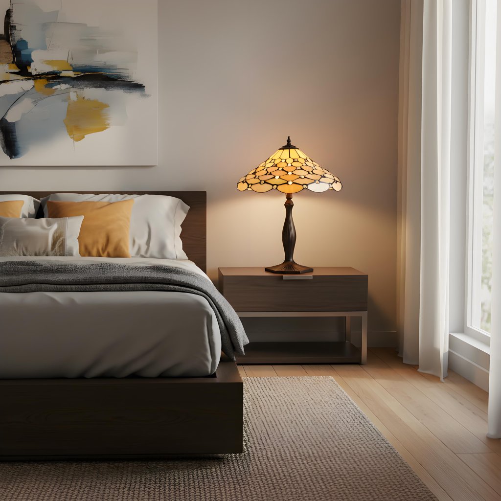 TF Pearl glas-in-lood tafellamp - Sfeerverlichting voor slaapkamer en woonkamer