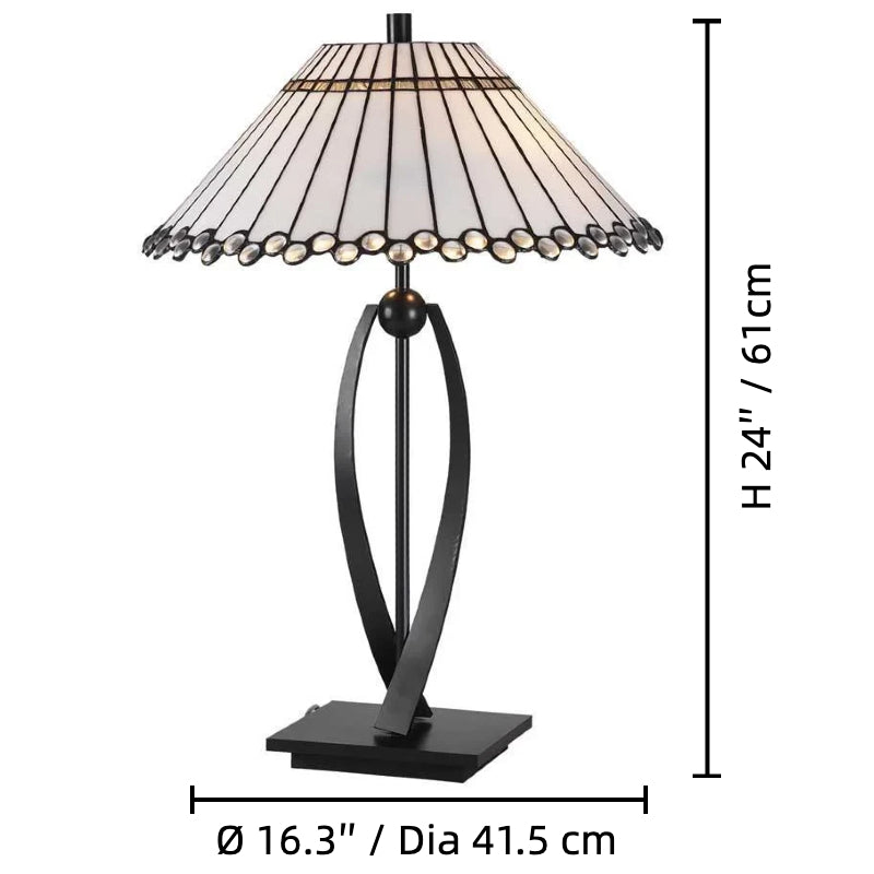 TF Allanton Stołowa Lampa Stożkowa - Vintage Geometryczne Szkło do Szafki Nocnej i Gabinetu