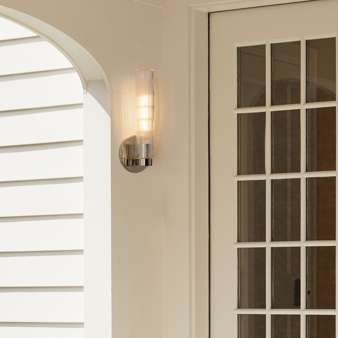 Rivora Fluted Glass Indoor Outdoor Sconce - Modern Wall Light for Home