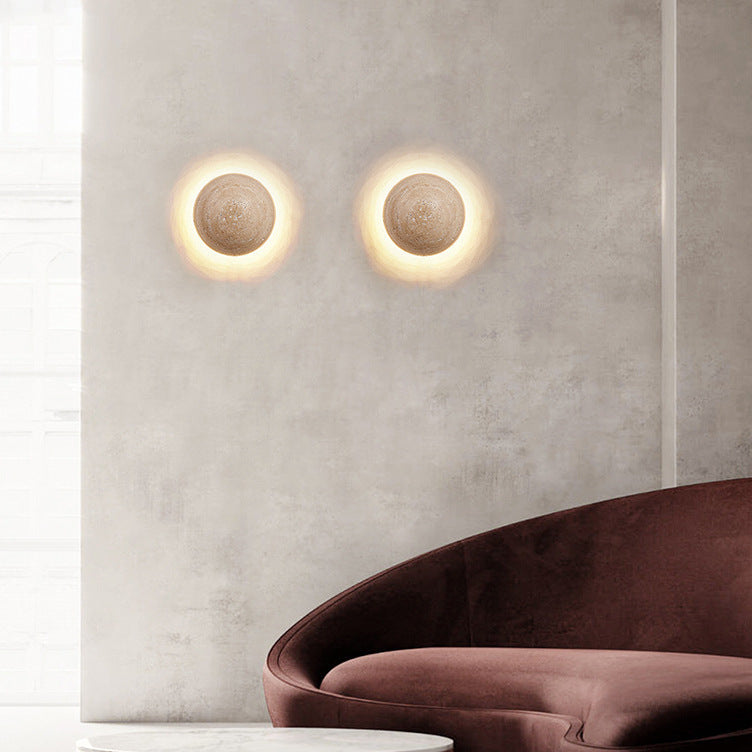 Aplique de Pared Redondo de Travertino Amber Loft