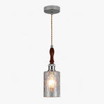 Bild in die Galerieansicht laden, 02 smoke gray glass chrome wood pendant sku