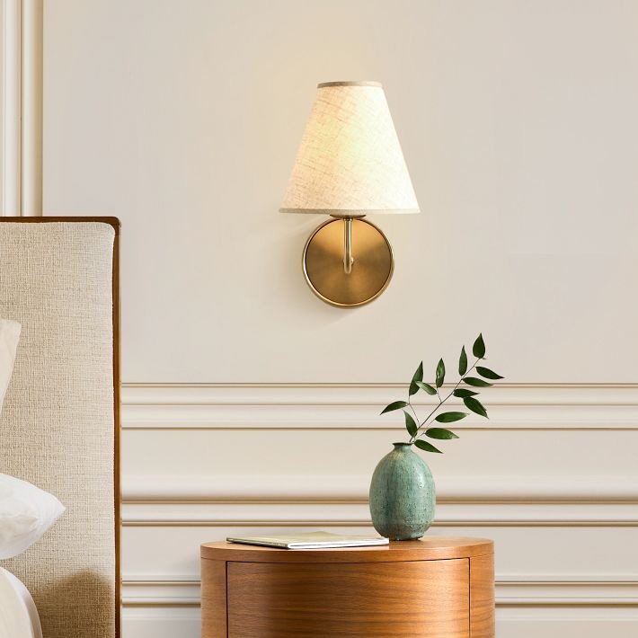 Fibura Sleek Metal Linen Shade Wall Light - Wall-Mounted Art