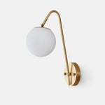 Cargar imagen en el visor de la Galería, French brass wall light with milky white glass globe shade