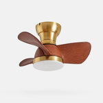 Afbeelding laden in galerijweergave, Natural copper ceiling fan light with wood-look blades