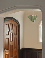 Load image into Gallery viewer, Bellina Radner Pendant Light – Colored Glass Shade with Brass Detail for Modern Spaces
