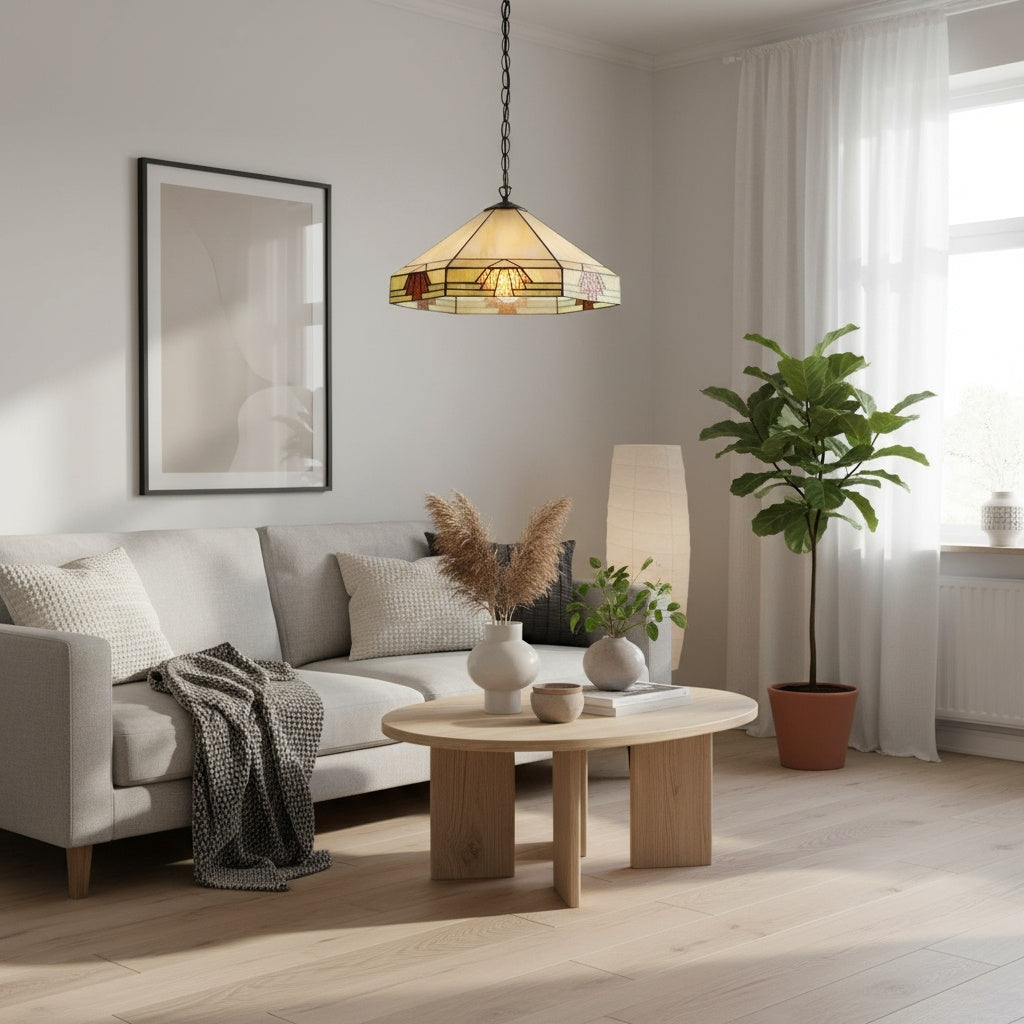 Suspension en vitrail vintage TF Nevada - Éclairage artisanal en verre d'art pour les salles à manger