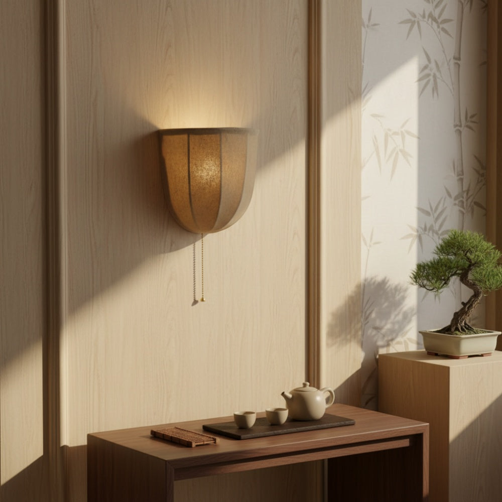 Fablune Linen Wall Lamp - Modern Fabric Textured Shade Wall Sconce for Living Room