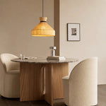 Załaduj obraz do przeglądarki galerii, Fabric cone pendant light above a round dining table