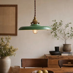 Afbeelding laden in galerijweergave, Distressed green pendant light in a dining room
