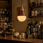 Cargar imagen en el visor de la Galería, Vintage Leather Faux Marble Teardrop Pendant Light for Dining Rooms and Bedside