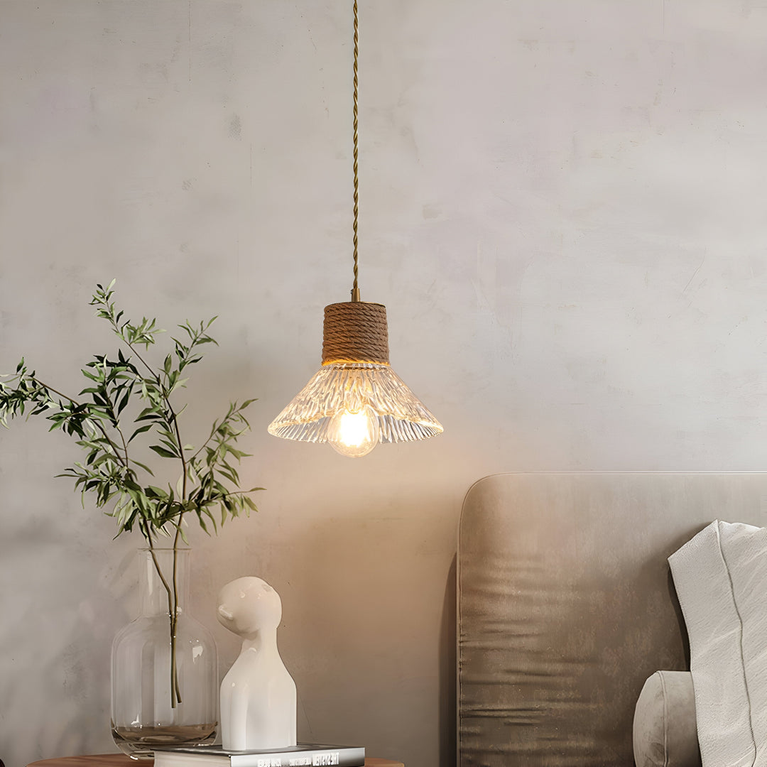 Nordic Hemp Rope Glass Pendant Light