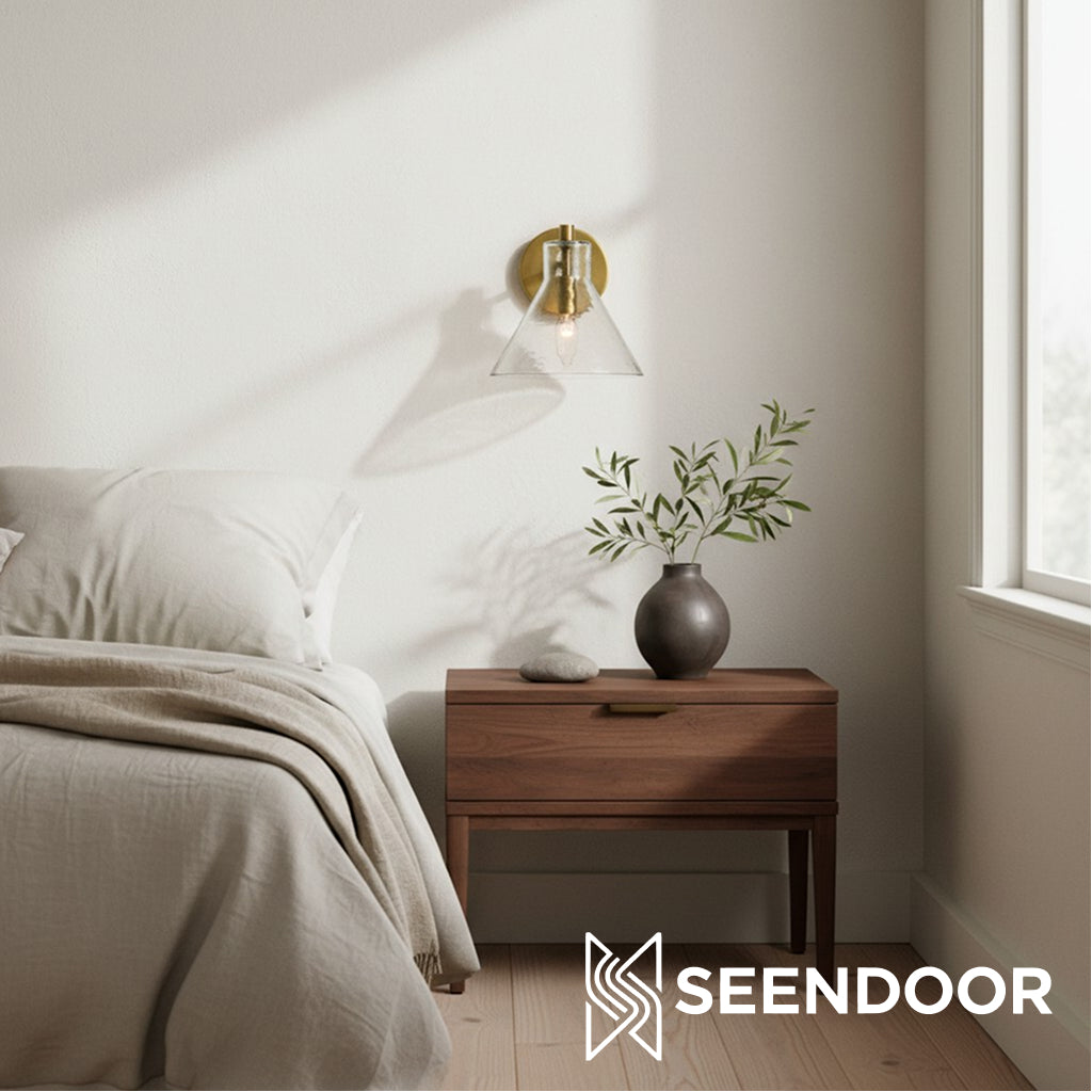 Glavira gerecyclede glazen dubbele wandlamp - binnen messing wandverlichting