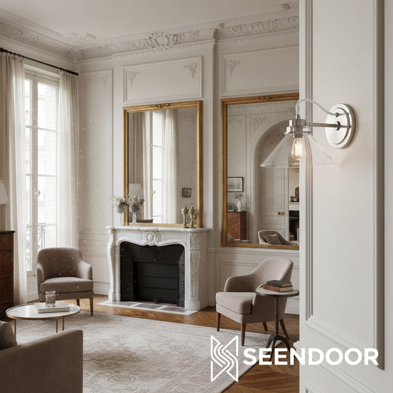 Aurenza Sconce – Farmhouse Wall Light with Metal Accents for Cozy Spaces