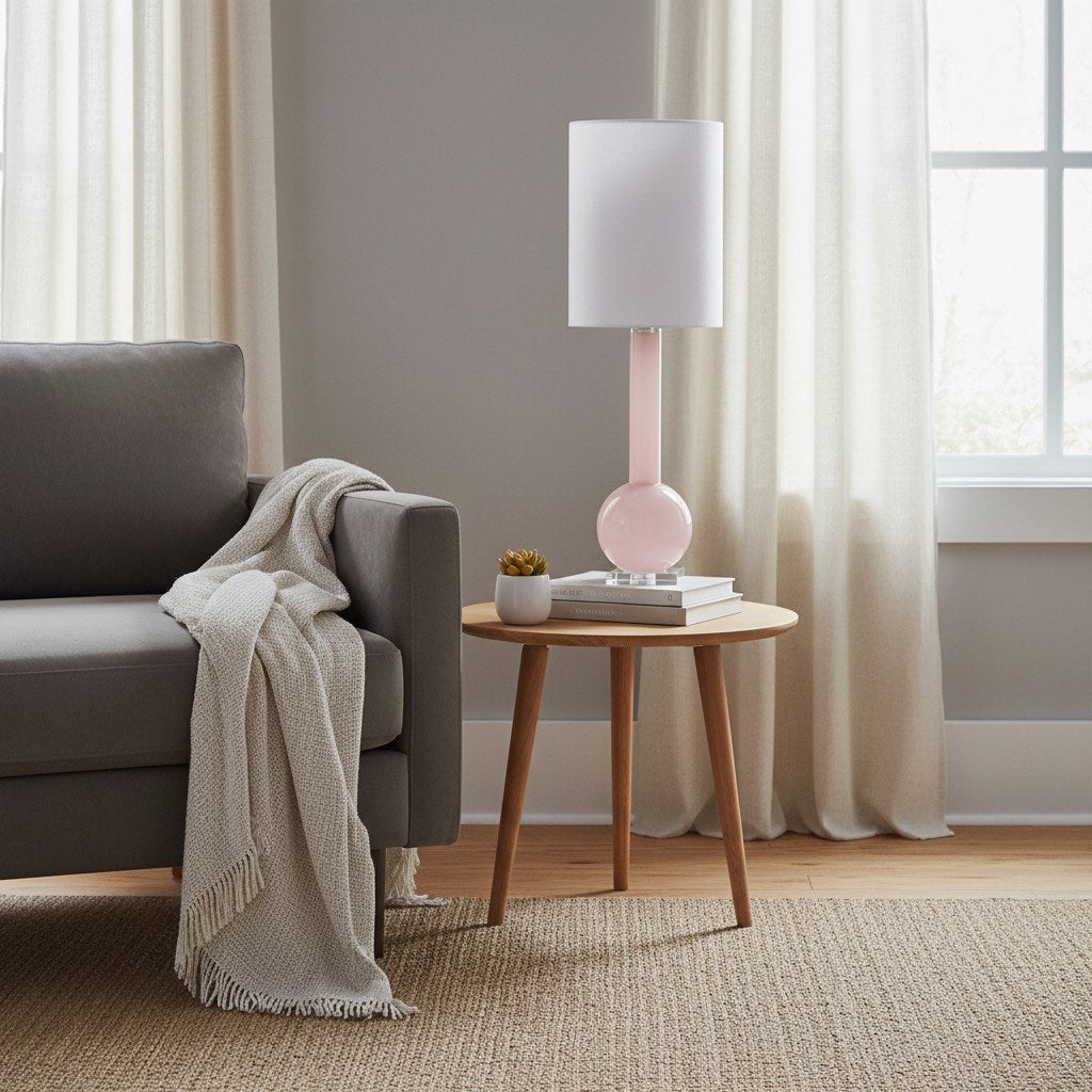 Savara Minimalist Table Lamp - Clean Glass Form with Fabric Shade for Bedrooms