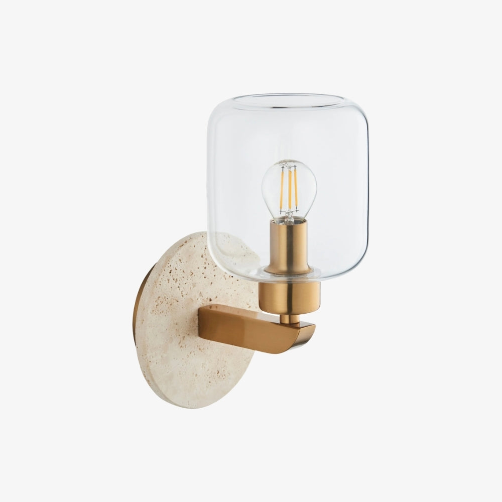 Lámpara de Pared Moderna de Mármol Korlisse - Latón Vintage y Acento de Vidrio Transparente para Sala de Estar y Pasillo